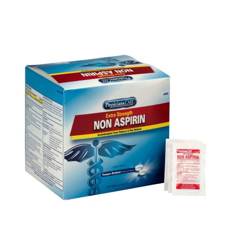 Extra-strength non-aspirin tablets, 2 per pack - 500 per box