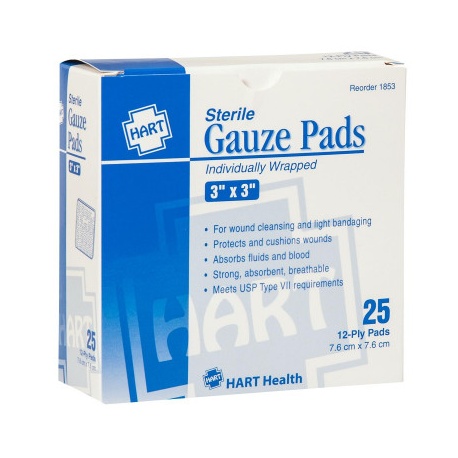 3” x 3” Sterile Gauze Pads, 25/BX
