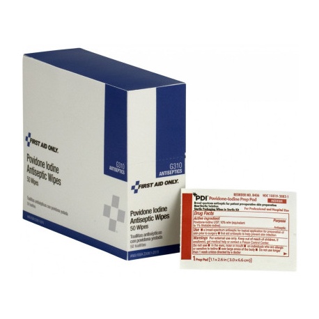 1-1/4"x2-1/2" Povidone-iodine infection control wipe - 50 per box Case of 18 @ $8.50 ea.