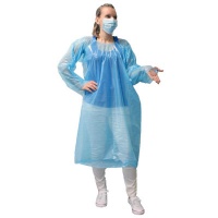 ECONOMY, ONE TIME USE, DISPOSABLE GOWN WITH THUMB HOOKS, INDIVIDUALLY BAGGED, BLUE, 1 EACH  WSL