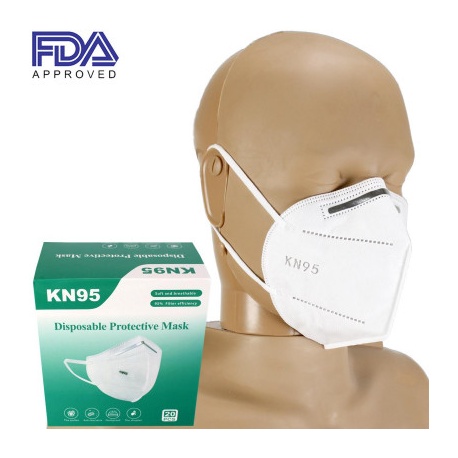 KN95 PROTECTIVE FACE MASKS, DISPOSABLE PARTICULATE FILTERING MASK, 20 PER BOX