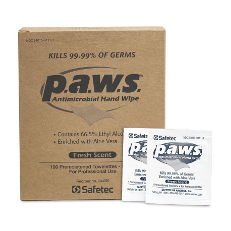 P.A.W.S.™ antimicrobial (kills germs) wipe - 100 bx