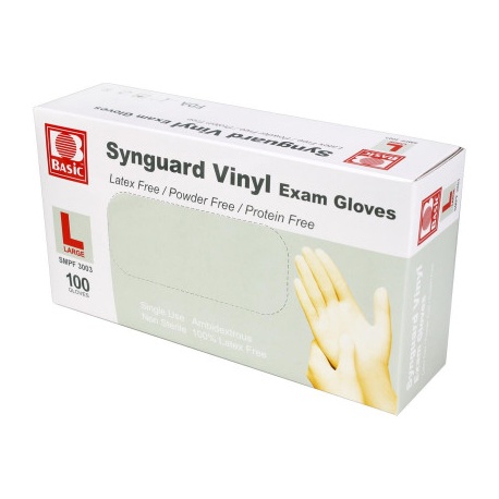 Powder Free Vinyl Exam Gloves - Large 100 Per Box