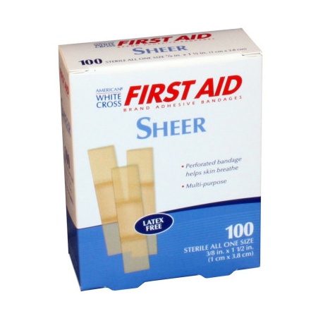 The First Aid Only Junior Bandage, Plastic 3/8"x1-1/2" - 80 Per Box