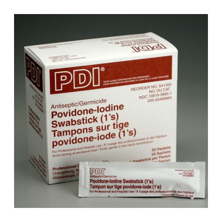 Povidone-iodine, antiseptic, germicidal swabstick 50bx