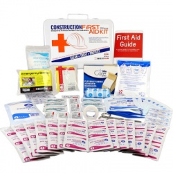 Bilingual OSHA Contractors First Aid Kit for Job Sites up to 25 People – Gasketed Metal, 180 pieces