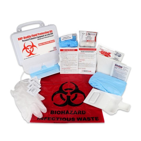 BBP / Bodily Fluid Protection Kit with Bonus 6 piece CPR kit for additional Rescuer Protection