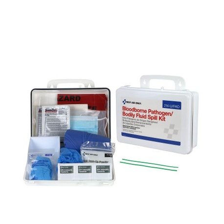 Bloodborne Pathogen and Bodily Fluid Spill Kit - 24 Pieces - Plastic/Case of 10 $32.60 each.