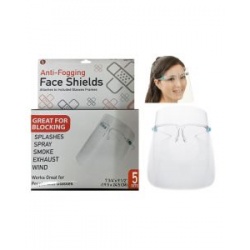 PROTECTIVE FACE SHIELDS WITH GLASSES, ANTI-FOG, CLEAR, 5-PACK
