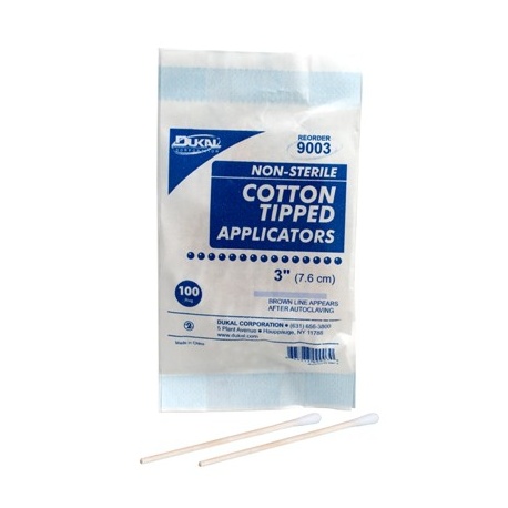 3" Cotton tipped applicator, non-sterile - 100 bx Case of 10 @ $0.86 ea.