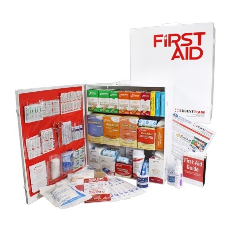 3 Shelf Industrial ANSI A+ First Aid Station with Door Pockets
