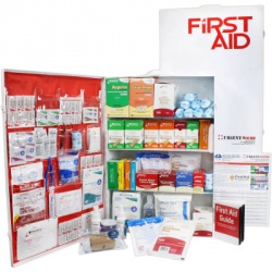 4 Shelf Industrial First Aid Station, Metal, Pocketliner, 1,091 Pieces, ANSI A+