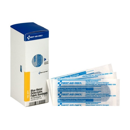 1" X 3" Blue Metal Detectable Bandages, 40 Per Box - SmartTab EzRefill