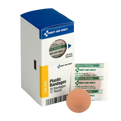 0.88" Round Spot Plastic Bandages, 30 Per Box - SmartTab EzRefill